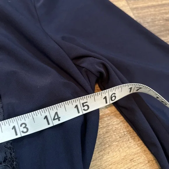 Lauren RALPH LAUREN Womens 10 Navy Lace DRESS Tie & Zip LONG SLEEVE Formal $185 - Picture 6 of 9